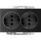 Розетка двойная с заземлением (черный матовый) W1172008 - 1