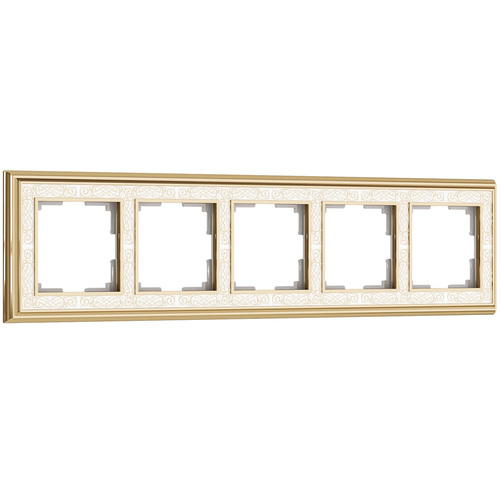 Рамка на 5 постов (золото/белый) WL77-Frame-05