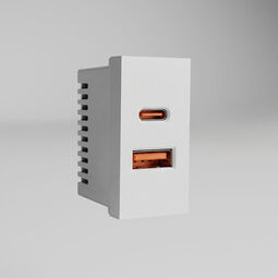 W1272701/ Модульная розетка USB тип A+C 45*22,5 (белый) W1272701
